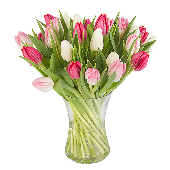 Pink Mix Tulips with Vase
