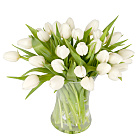 30 White Tulips with Vase