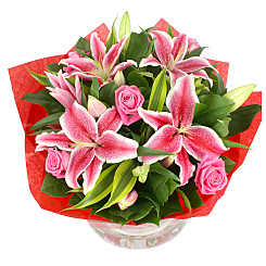 Pink Lilies and Roses